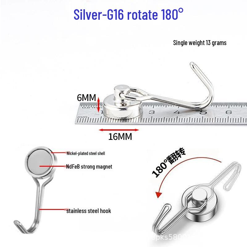

Trace-Free Neodymium Iron Boron Magnetic Hook – No-Drill, Anti-Collision Holder for Home and Refrigerator Use