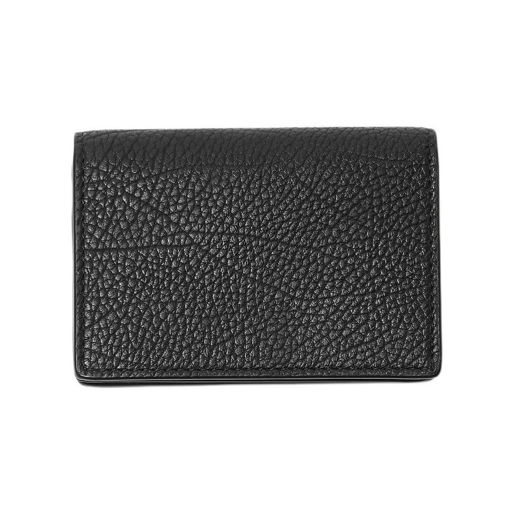 Burberry B-Cut Clip Card Holder, Luxury Black Grained Leather Money Clip with Silver-Tone Metal Detail, Daily Carry Accessory for Women 80837721