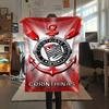 1 pièce Couverture en Flanelle Imprimée SC Corinthians Paulista Haute Qualité Chaude Confortable Couverture pour Toutes les Saisons Parfaite pour les Cadeaux Décoration de la Maison