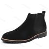Fashion Men's Ankle Boot New Leather Men's Chelsea Boots Men Shoes Casual Black Sleeve Boots Outdoor High Top Wedding Male Shoes
