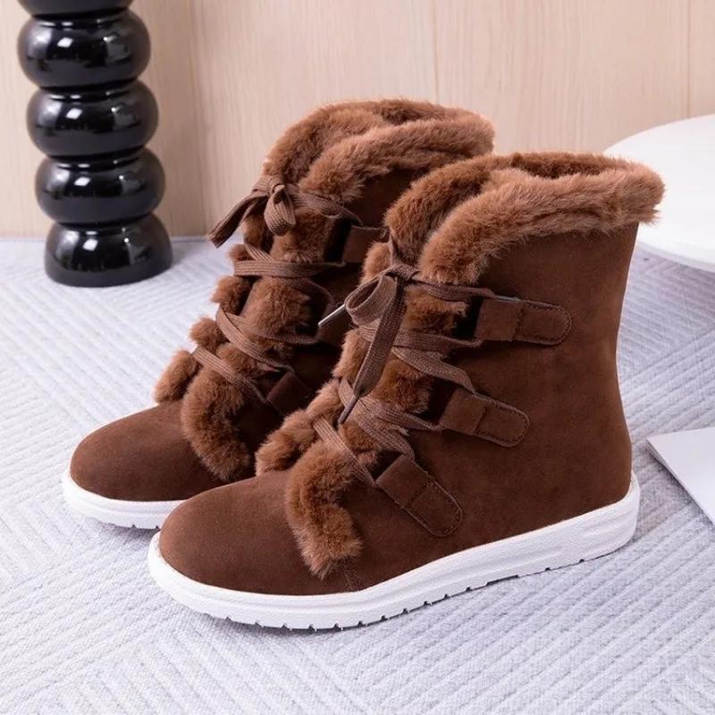Fashion Women's Winter Outdoor Anti-slip Warm Snow Boots Ladies Warm Wool Booties Fashion Comfortable Plus Size Shoes Casual Women Boots