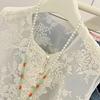 2025 summer Chinese embroidered vest lace embroidered new lace vest top