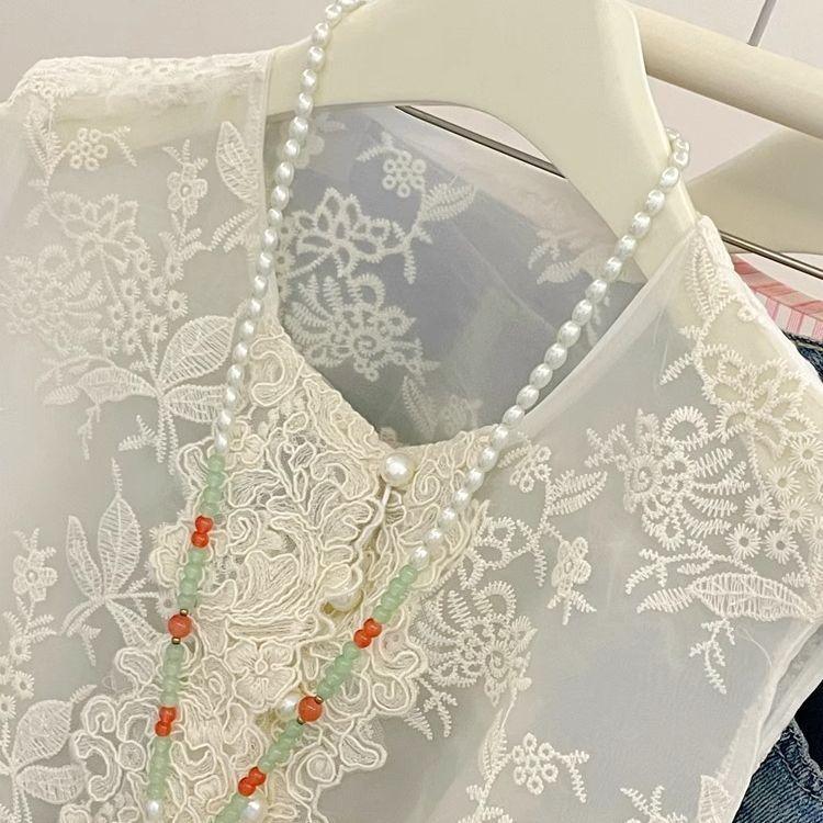 2025 summer Chinese embroidered vest lace embroidered new lace vest top