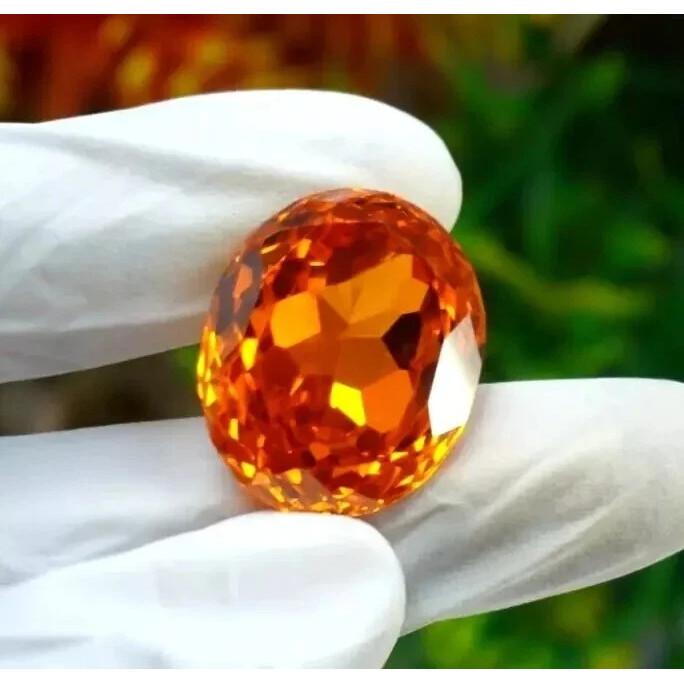 Zircon Orange Cambodian Natural 90+ Ct Oval Cut Fabulous Certified Gemstone