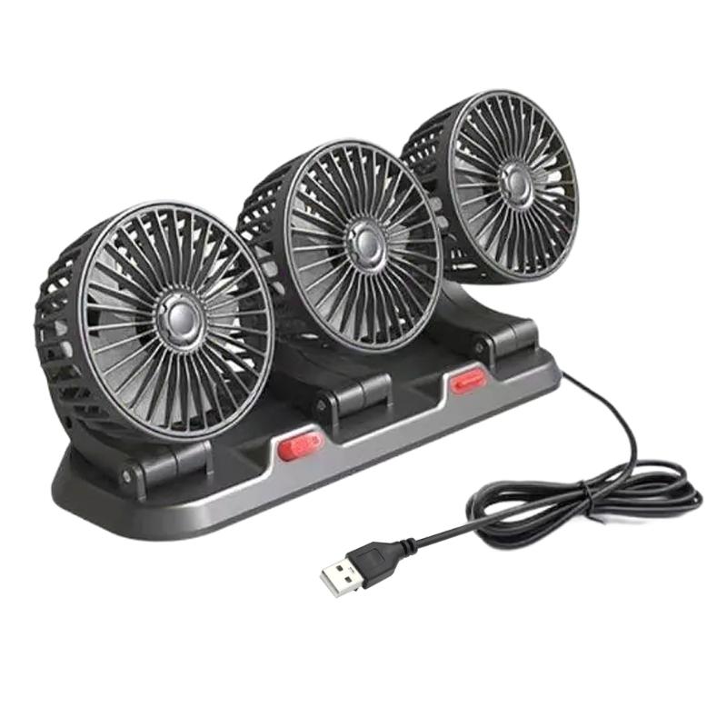 

Ventilation Fan Three Head Cooling Fan USB Powered 2 Gear Adjustable Cooling Fan for Indoor Outdoor Auto Cooling Fan 1