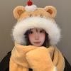Cake Bear Plush Hat Winter Gloves Scarf Hat Integrated Face Small Cold Warm Ear Protection