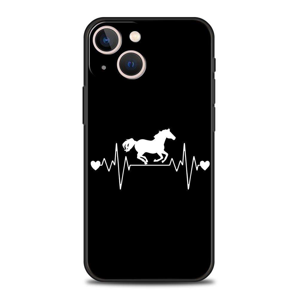 Animal Art Horse Phone Case For iPhone 17 16 15 Pro Max 11 12 13 14 7 8 Plus SE 2020 X XR XS Cover Soft Black