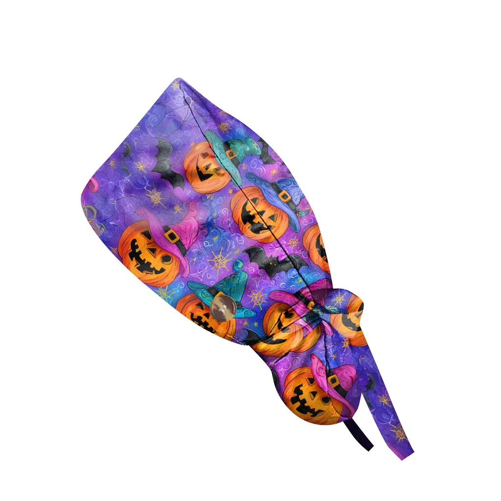 Fashionable Halloween Print Work Cap, Casual Women's Ponytail Cap, Wash Cap, Baotou Cap