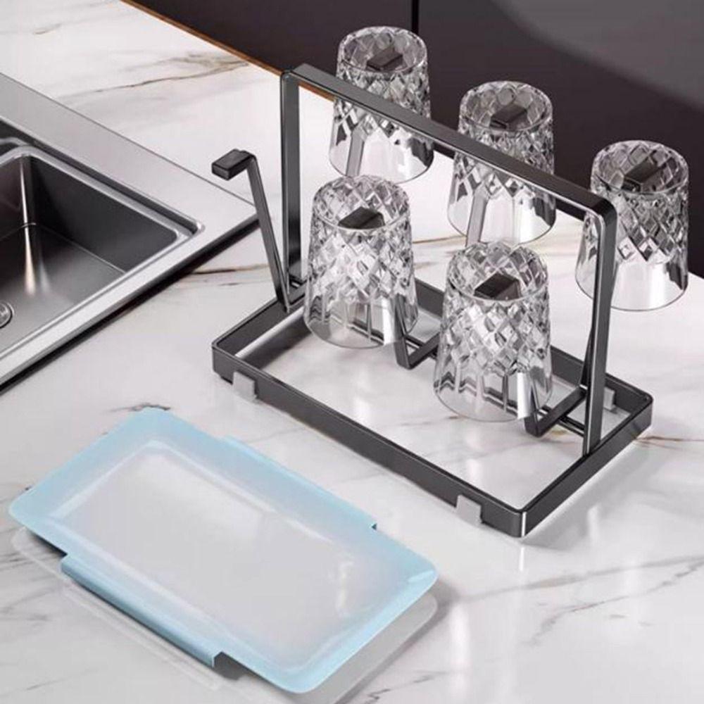 Anti-slip Bottom Glass Cup Stand Stainless Steel Cup Drying Rack Tea Cup Storage Shelf  Kitchen
