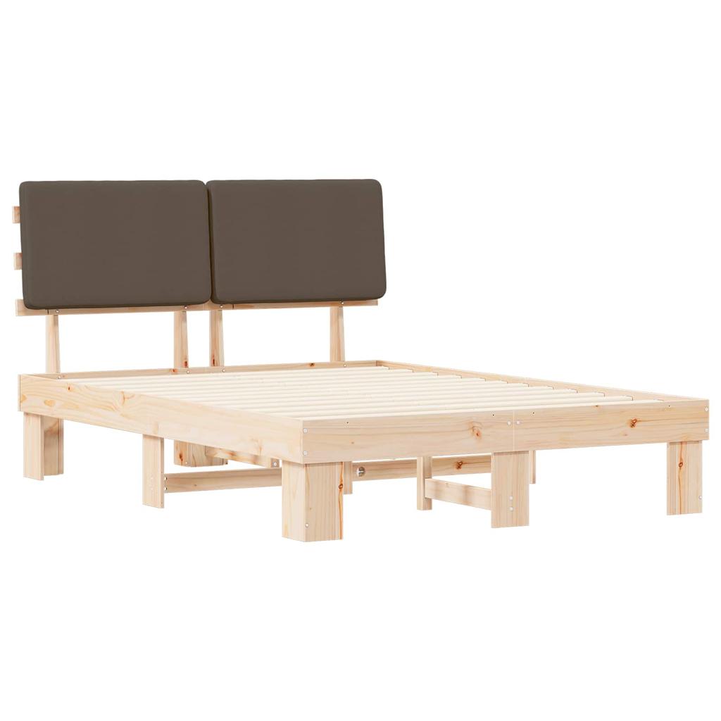 Bed Frame with Upholstered Headboard Taupe 140 x 200 cm
