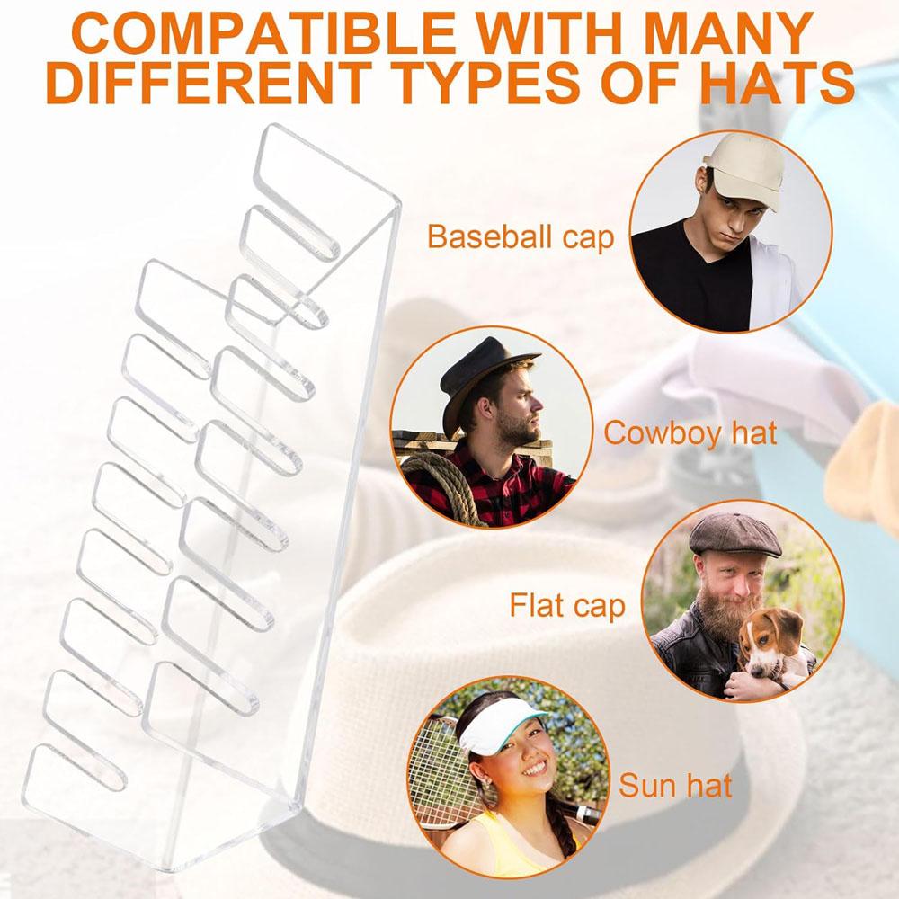 7-Holes Baseball Cap Display Rack Durable Clear Acrylic Hat Holder for Home Closet Storage Organization Stores Decoration