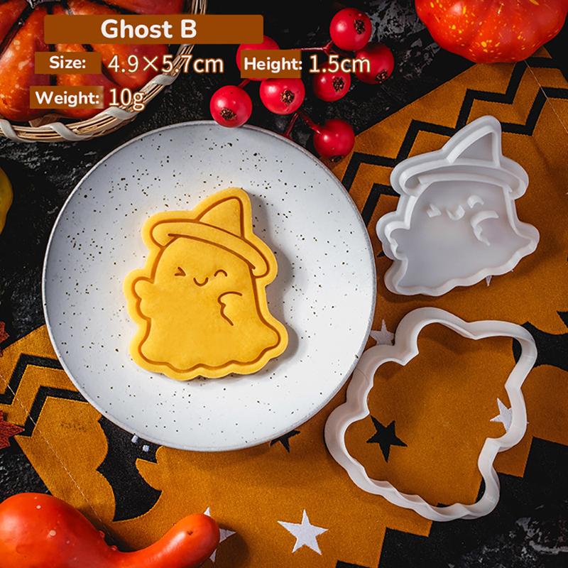 Halloween Themed Cookie Cutter 3D Plastic Adorable Ghost Biscuit Mold Fondant Stamp DIY Cake Decoration Baking Mould