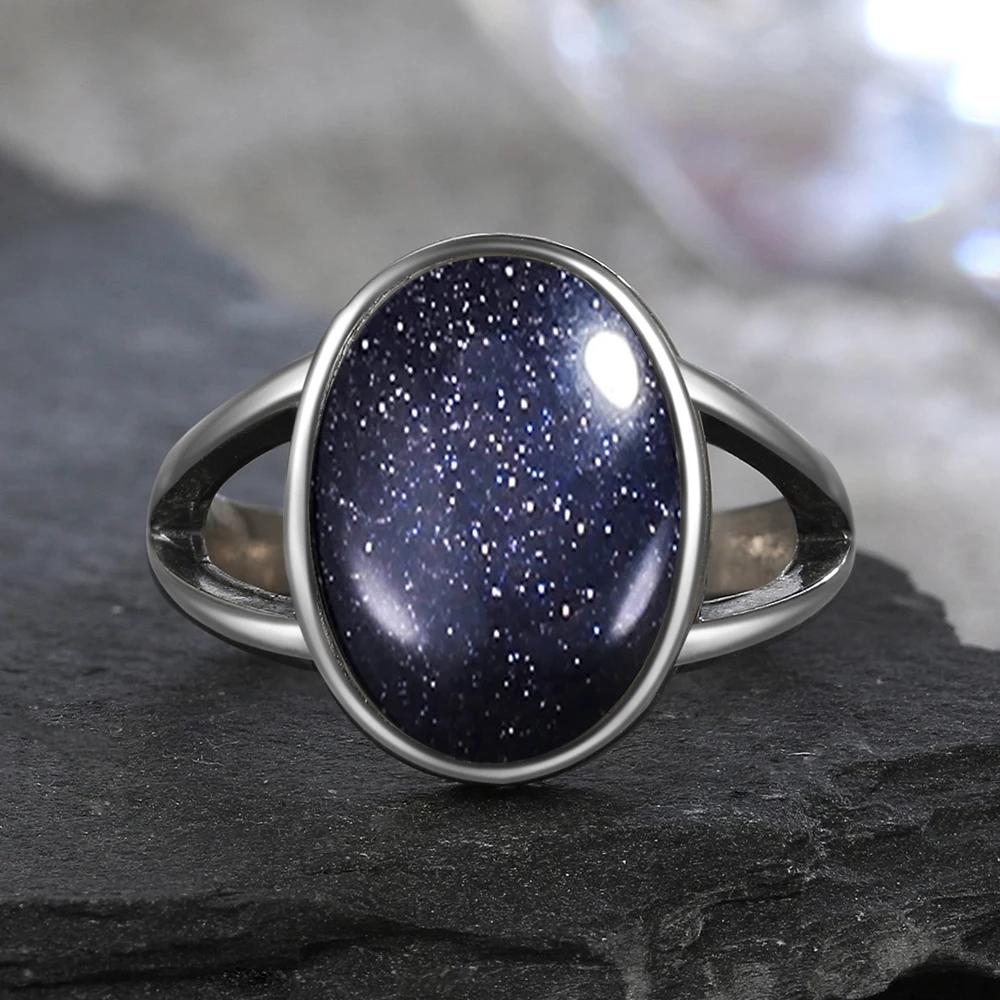 Sterling Silver Ring With Natural 10*14mm Moonstone Rings Oval Large Stone Vintage Fine Jewelry for Women Men