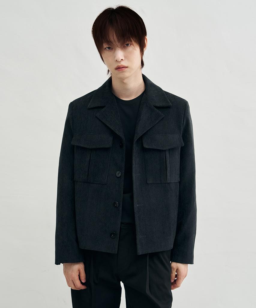 ARRAYED Brushed Herringbone Crop Jacket [Kamel]