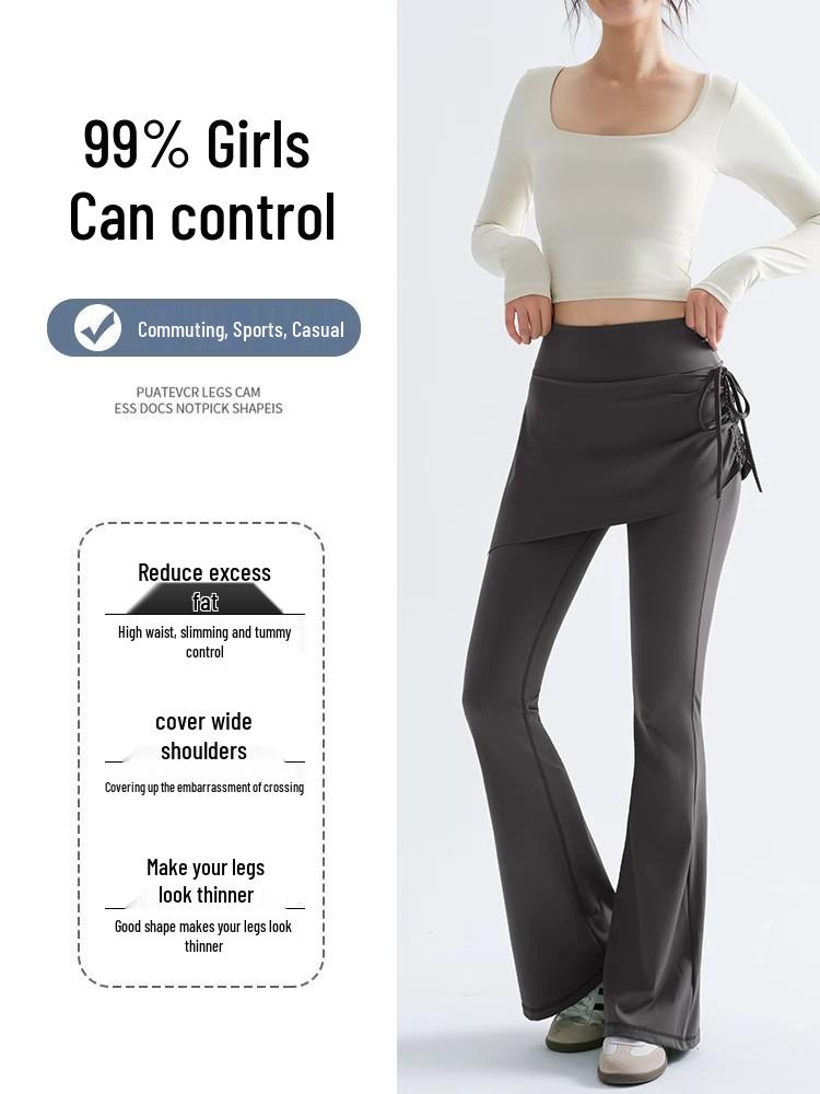 Women's High-Waisted Micro-Flare Yoga Pants, Plus Size, 2025 Style, Sports and Fitness Wide-Leg for Chubby Girls