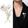 Korean Pearl Flower Brooch for Women: Elegant Pin for Suits and Coats