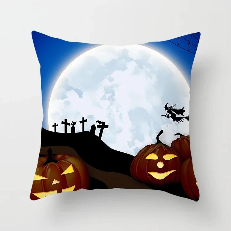 Halloween Theme Pillowcase Car Office Living Room Sofa Halloween Pumpkin Lantern Decoration Pillowcase