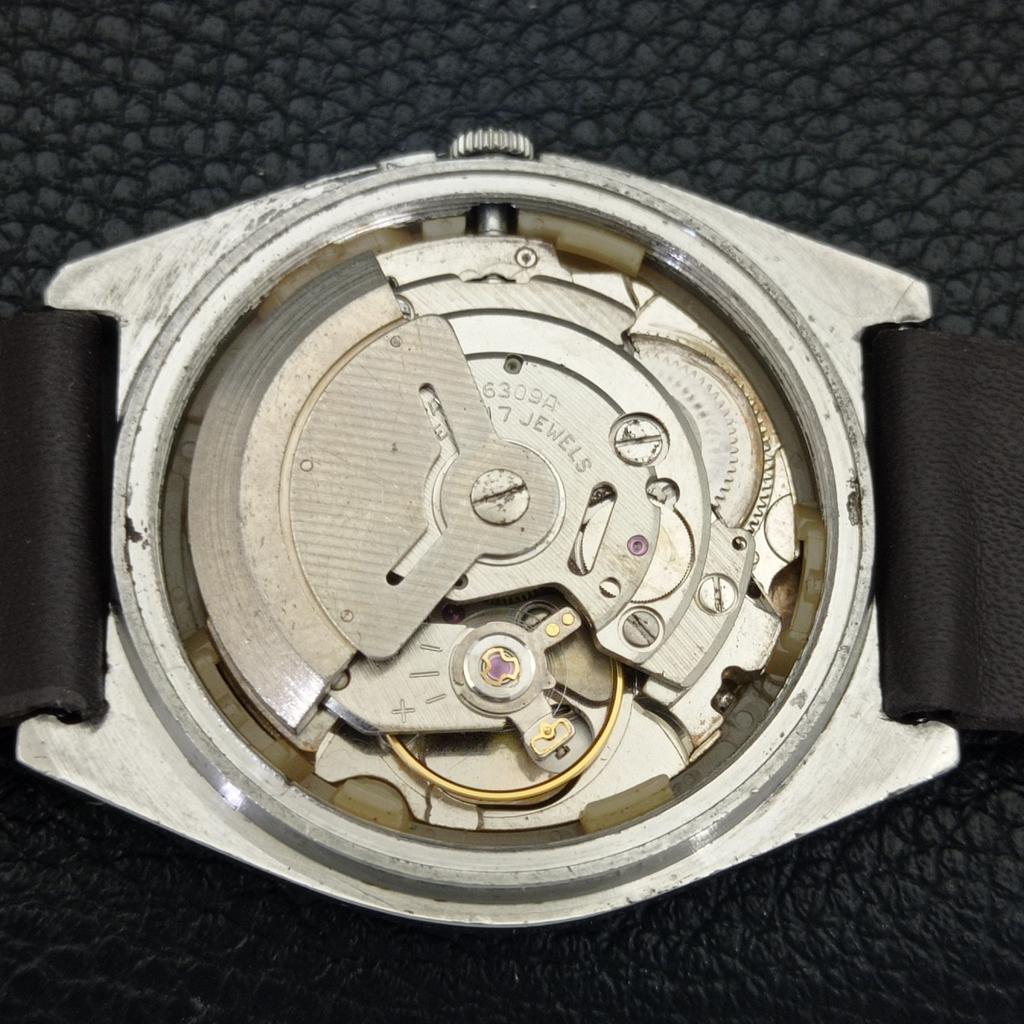 VINTAGE SEIKO 5 AUTOMATIC JAPAN 6309A MENS ORANGE COLOR DIAL WATCH a702737-1 R210-a702737