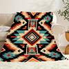 Bohemian Style Geometric Flannel Blanket – Soft, Warm, and Vibrant Aztec-Inspired Design in Orange, Red, Black, and White