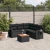 Vidaxl 6-Cz. Garden Furniture Set With Cushions, Black Poly Rattan