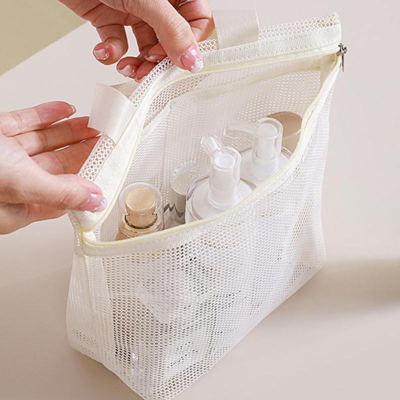 Mesh Makeup Toiletry Storage Bags Handbags Portable Travel Washing Body Shower Tools Organizer Hanging Cosmetic Organizer Pouch