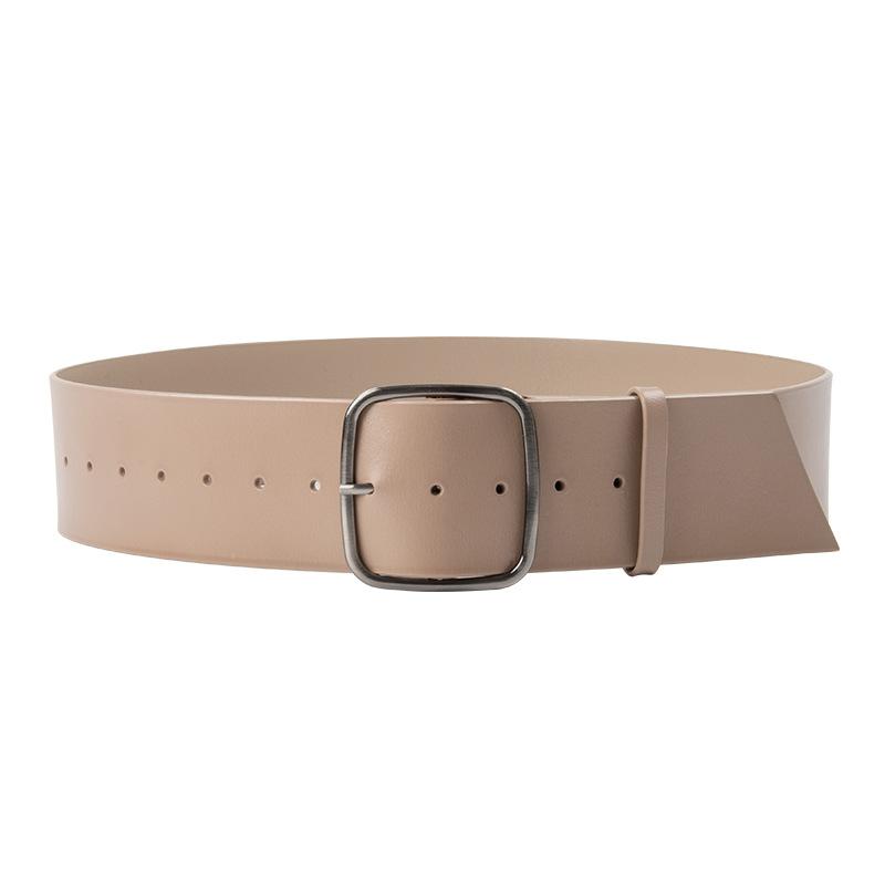 Genuine Leather Belt Women's Dress Jeans Belt Pin Buckle Wide Belt Waist Versatile Retro Leather Belt