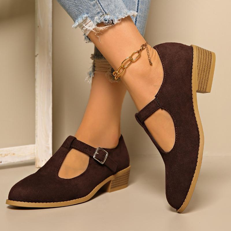 Women’s Low Heel Buckle Slip-On Ankle Boots