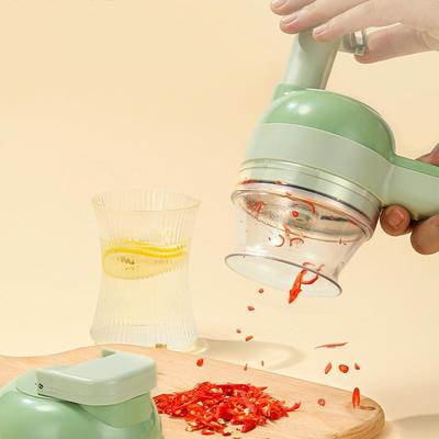 Multifunktionales elektrisches Gemüseschneider-Set, tragbarer kabelloser Gemüseverarbeiter für Knoblauch, Paprika, Zwiebel, Sellerie, Fleisch