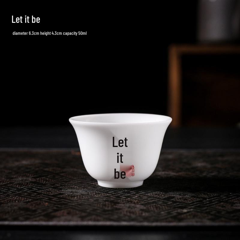 Hand-Painted Ceramic Landscape Teacup - Ice-Type Mutton Fat Jade Finish, Kung Fu Tea Set