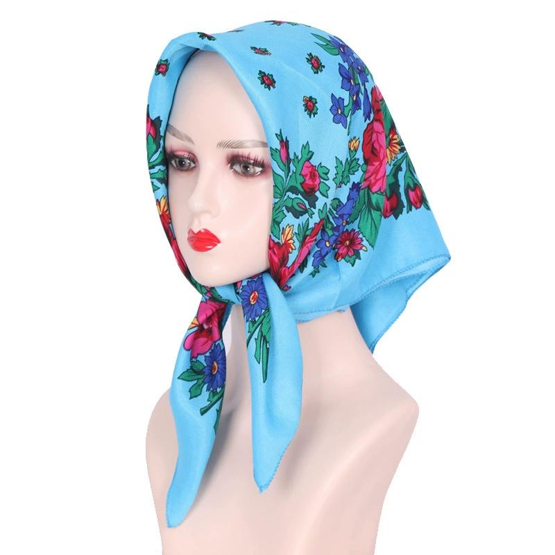 Women Headscarf Head Scarves Floral Print Handkerchief Shawl Square Scarf Hijab Retro Ethnic
