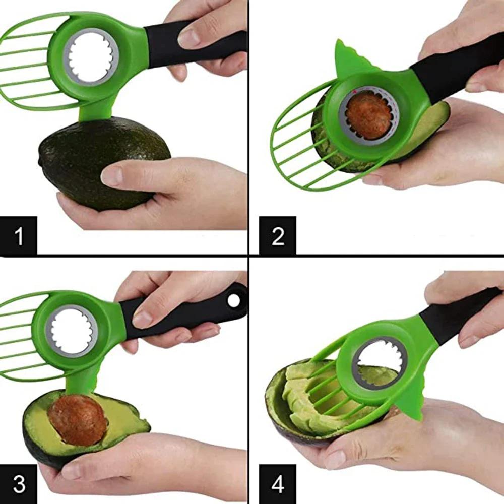 3 In 1 Avocado Cutter Slicer Plastic Shea Corer Separator Peeler Fruit Splitter Multifunctional Tool Kitchen Gadgets Accessories