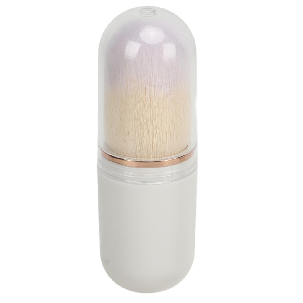 Capsule Retractable Nail Dust Brush Artificial Fiber Retractable Capsule Shape Powder Brush Ergonomic Soft Bristles белый