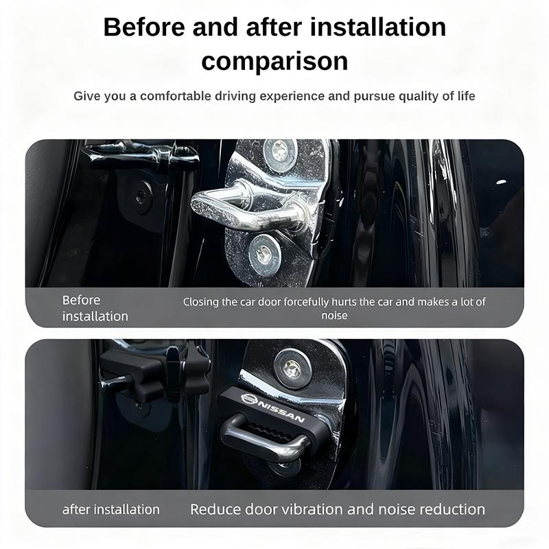 CHTPAV4Pcs Car Door Lock Shock Absorber Protective Buckle Cover Sticker For Nissan Qashqai J11 J10 Sylphy N7 Teana Note Navara Patrol