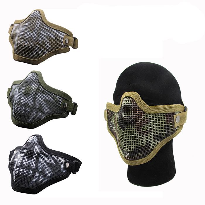 

V1 Steel Wire Mouth Guard Half Face Shield with Single Strap for Training Black Skull (Single Strap)