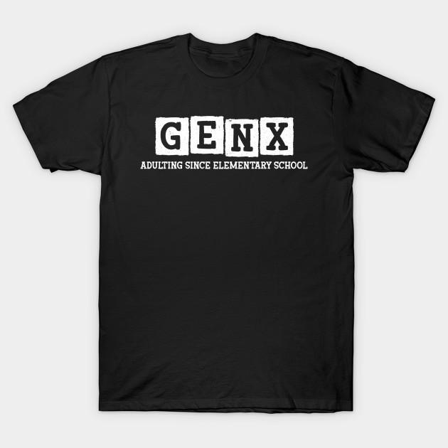 

Мужская черная футболка с принтом Gen X Взросление с начальной школы Печать на термотрансферной бумаге без вырезания Хлопковая футболка S чёрный