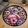 1pc Flamingo Flowers Round Chair Mat Office Area Rug - Non-Slip, Floor Mat for Office, Bedroom, Ideal Home Decor Gift C0112079