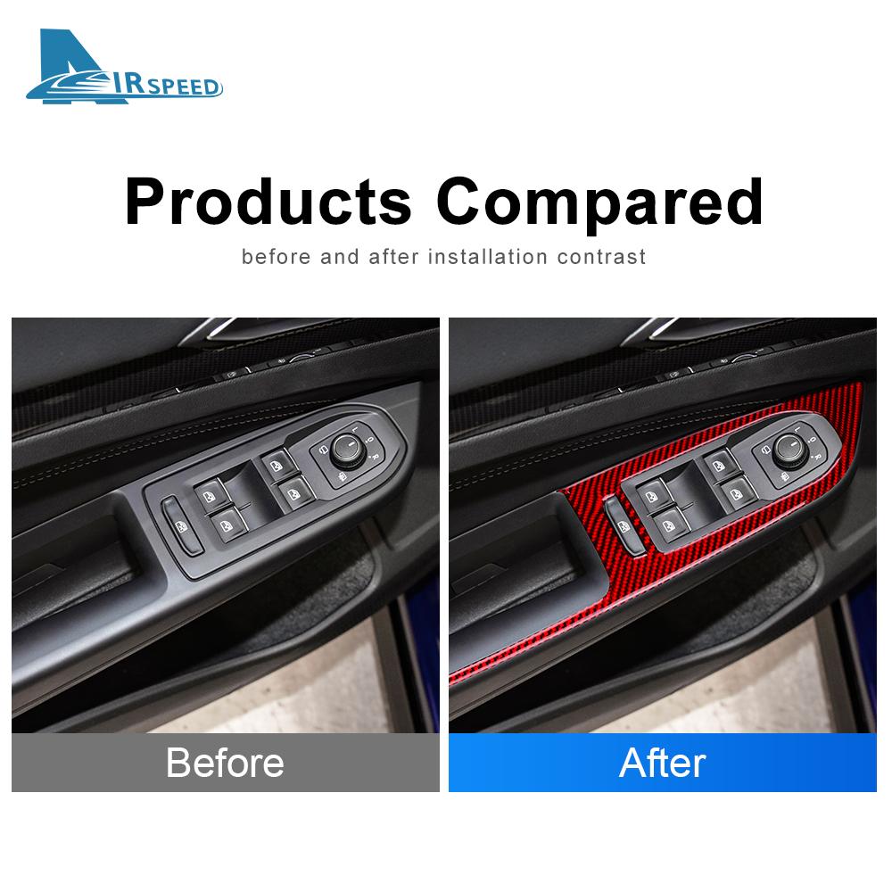 Real Carbon Fiber Interior Trim For Volkswagen VW Golf 8 MK8 2020 2021 2022 2023 Window Lift Switch Button Sticker Accessories