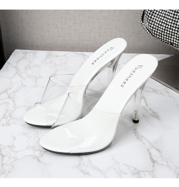 Przezroczyste PCV Kryształowe Sandały Na Wysokim Obcasie Antypoślizgowe Buty Damskie Seria 19861 Obcas 11 cm LFD