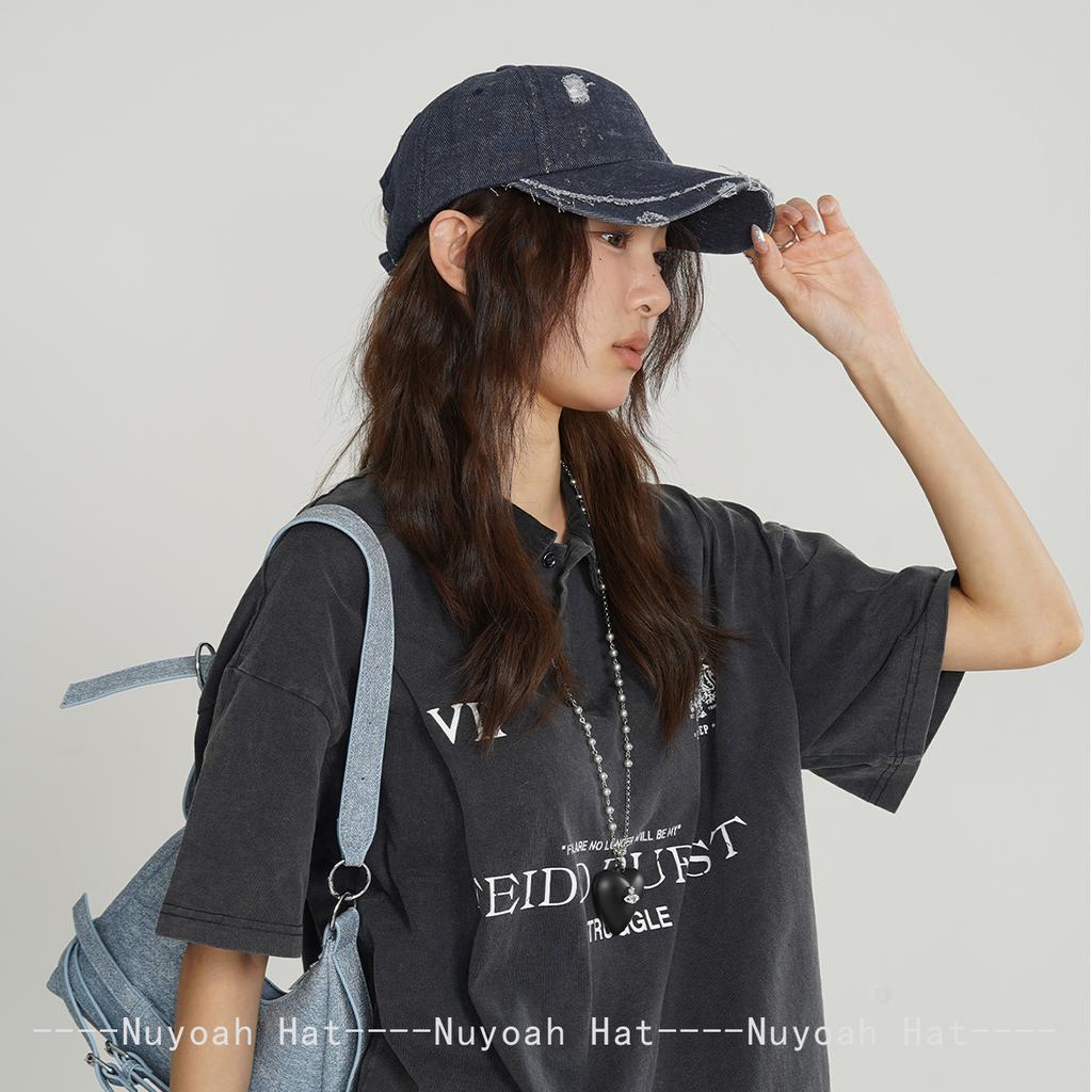 Baseball Distress Plain Color Solid Style Broken Women Men Her Him For Fresh Caps Peaked Hats Sunshade Personal Versatile Gold Stamping Ins