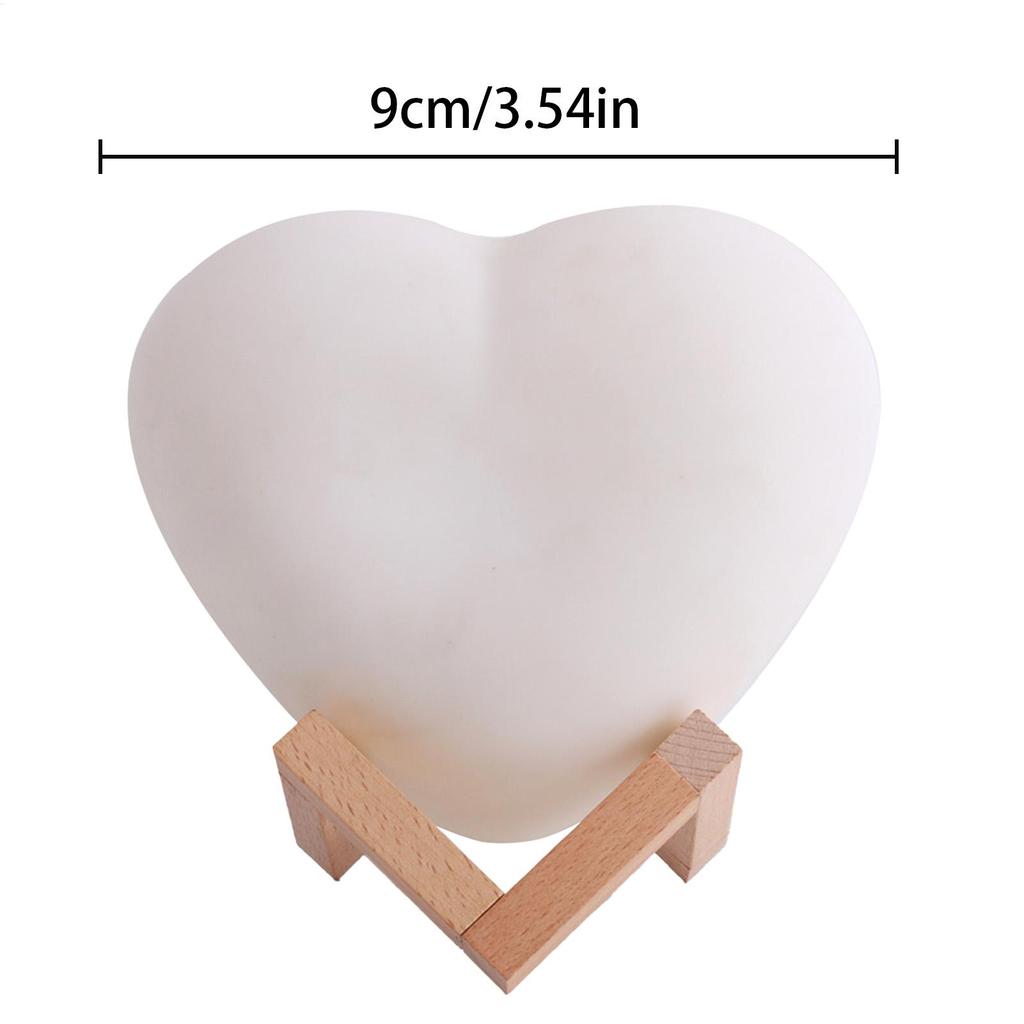 Heart Night Light 16-Color USB Rechargeable LED Nightlight Heart Shaped Light with Stand and Remote Control for Valentine's Day