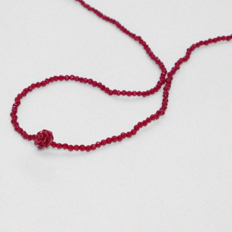 Kiee Oshimu (Silver925) 701 Red Rose Beads Necklace