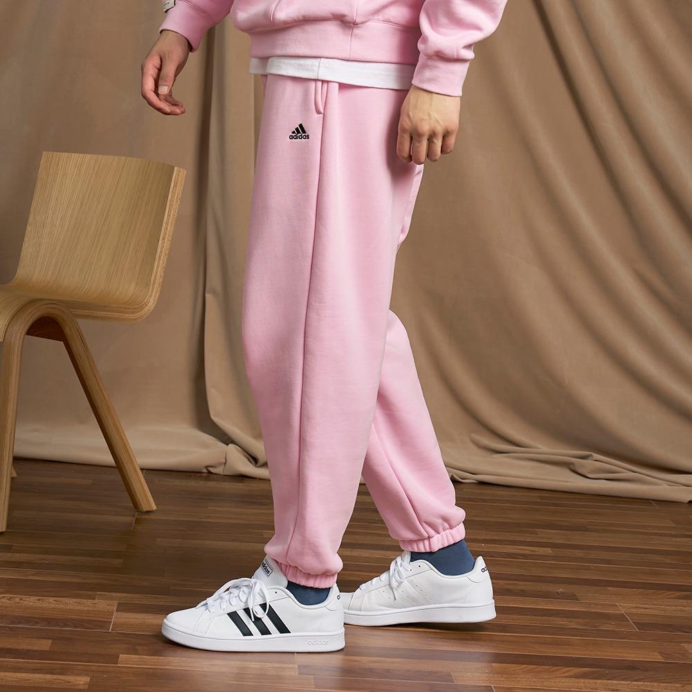 Adidas Logo Fleece Thick Loose Cuffed Knitted Sports Pants Unisex Pants Clear-Pink IV7611