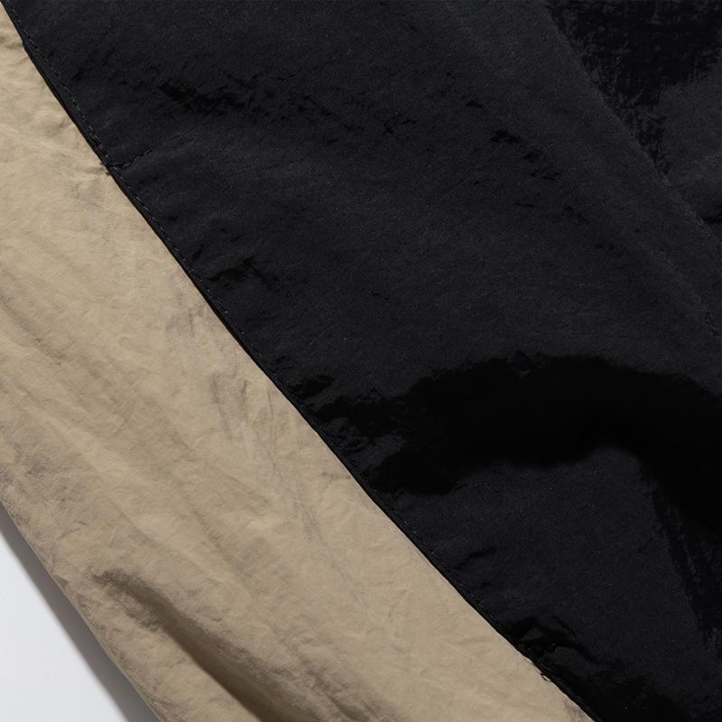 Giacca da Uomo Color Block con Collo Alto e Zip, Giacca a Vento Casual a Strisce, Capo d'Abbigliamento Esterno
