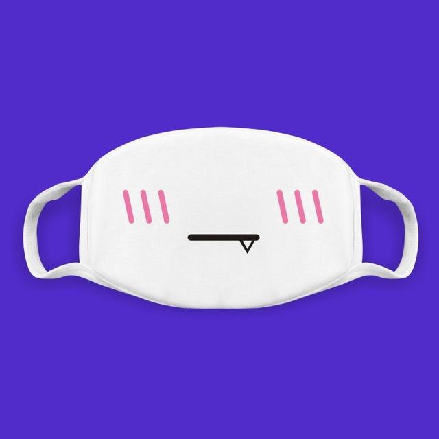 Супер милая маска для лица и рта с выражением улыбки, дышащая, для корейского черного K-pop, унисекс, каваий, хлопковая, аниме