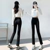 Black straight jeans women's new high-waisted and thin retro design nine-point small pipe pants