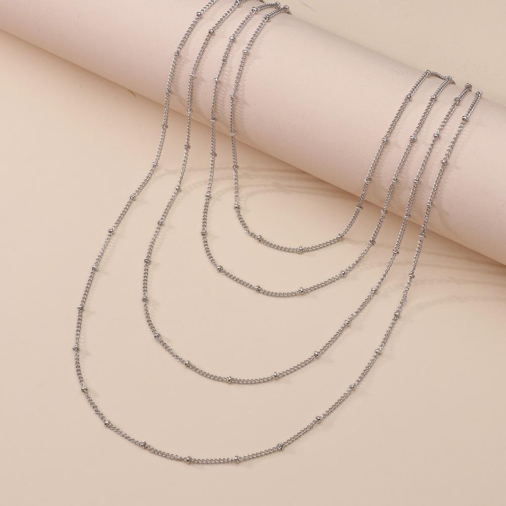 Personalized multi-layer chain mixed bead necklace, women wear multi-layer long necklaces