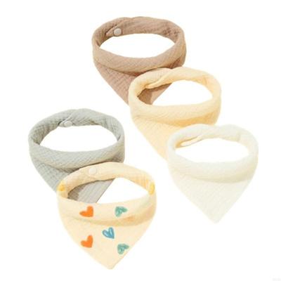 Baby Bibs for Eating Cotton Drooling Bib Kids Burp Cloth Skin-Friendly Soft Nursing Bib Neck Scarf Infant Essential 5pcs