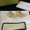 Gu Jia Retro Classic Little Bee Double G Pearl & Diamond Earrings for Women