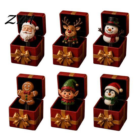 Quirky Party Conversation Starter Christmas Magic Pop-Up Gift Box, Cute Reindeer Santa Claus Gingerbread Prank Unexpected Interactive Box Reusable