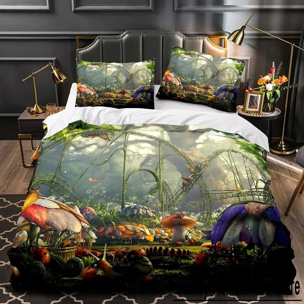 Pilz Fee Wald Magie Lilliputaner Pilz Pflanze Bettwäscheset Jungen Mädchen Twin Queen Size Bettbezug Kissenbezug Bett Junge Erwachsener
